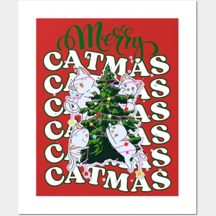 Merry Catmas, Merry Christmas For Cat Lovers Posters and Art